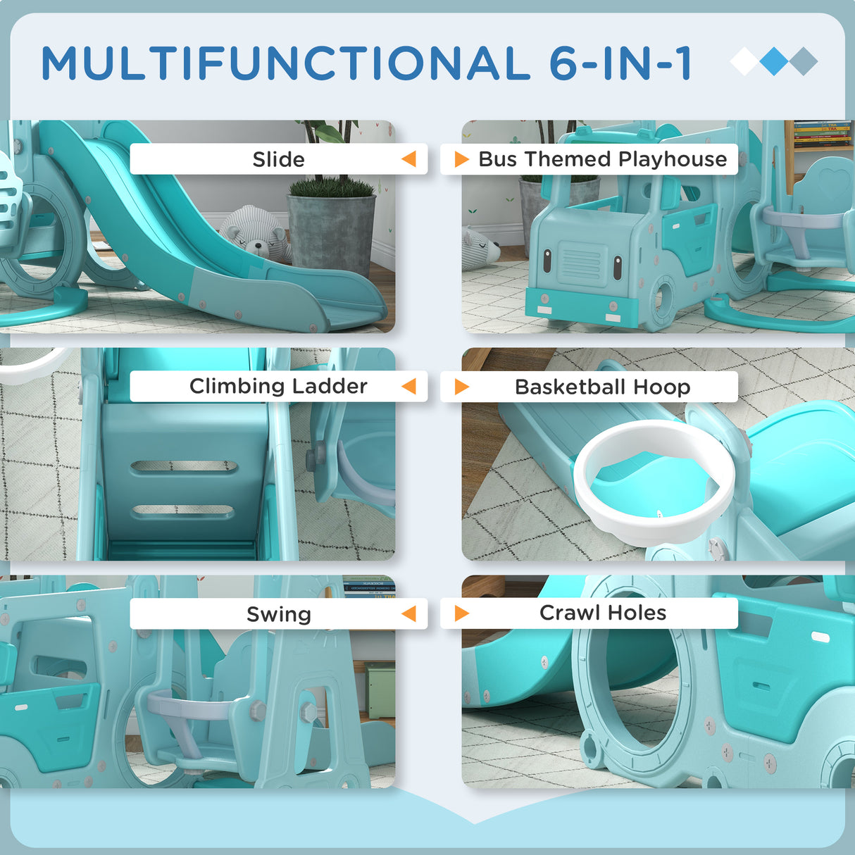 easycomfort easycomfort set scivolo per bambini 18 48 mesi con altalena macchinina e canestro 201x151x87 5cm azzurro