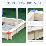 easycomfort easycomfort sabbiera per bambini in legno con panca e tettuccio parasole regolabile 120x120x120cm