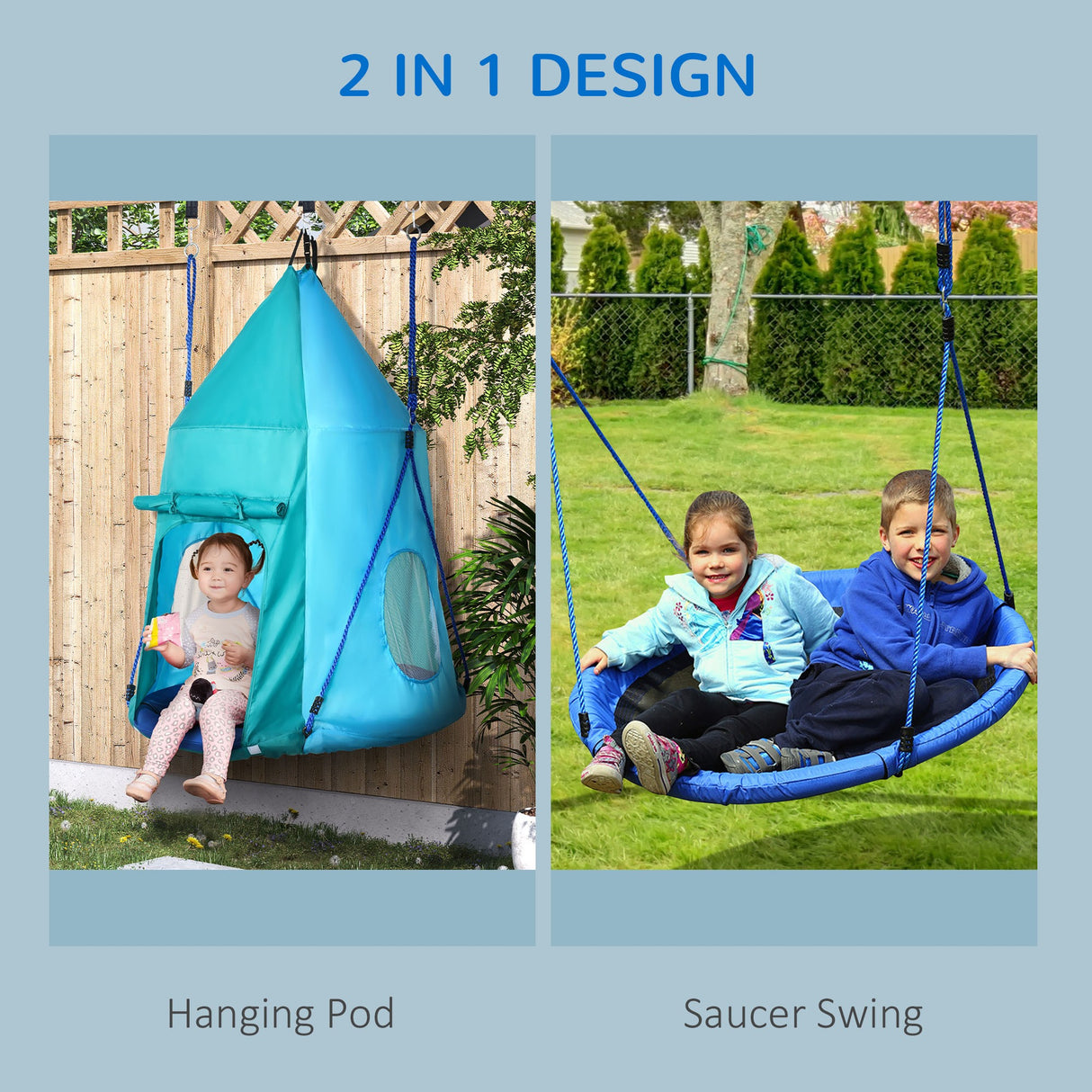 easycomfort easycomfort altalena da giardino con tenda per bambini da 3 8 anni 100cm e corde regolabili blu