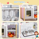 easycomfort easycomfort cucina giocattolo per bambini con altezza regolabile suoni luci e utensili in mdf e pp 60x30 5x93 2 cm