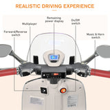 easycomfort easycomfort moto elettrica per bambini con licenza ufficiale vespa 2 rotelle luci e suoni 108x49x75 cm bianca