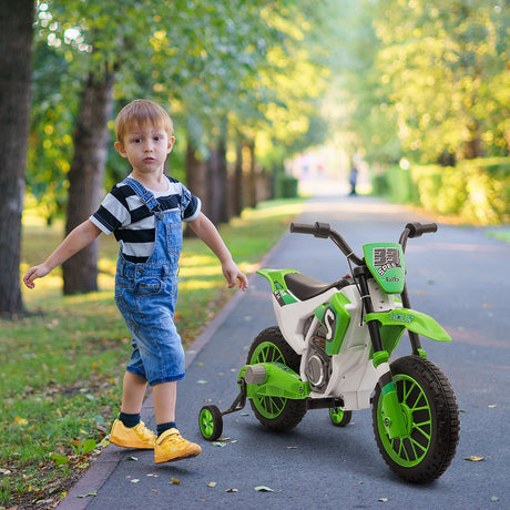 easycomfort easycomfort moto da cross elettrica per bambini da 3 5 anni batteria 12v ricaricabile e rotelline rimovibili 106 5x51 5x68cm verde