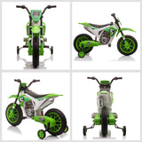 easycomfort easycomfort moto da cross elettrica per bambini da 3 5 anni batteria 12v ricaricabile e rotelline rimovibili 106 5x51 5x68cm verde