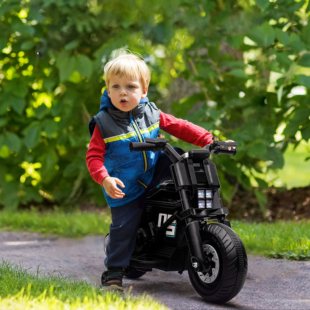 easycomfort easycomfort moto elettrica per bambini 3 5 anni in pp e metallo con rotelle clacson e musica 86x44x58 cm nera