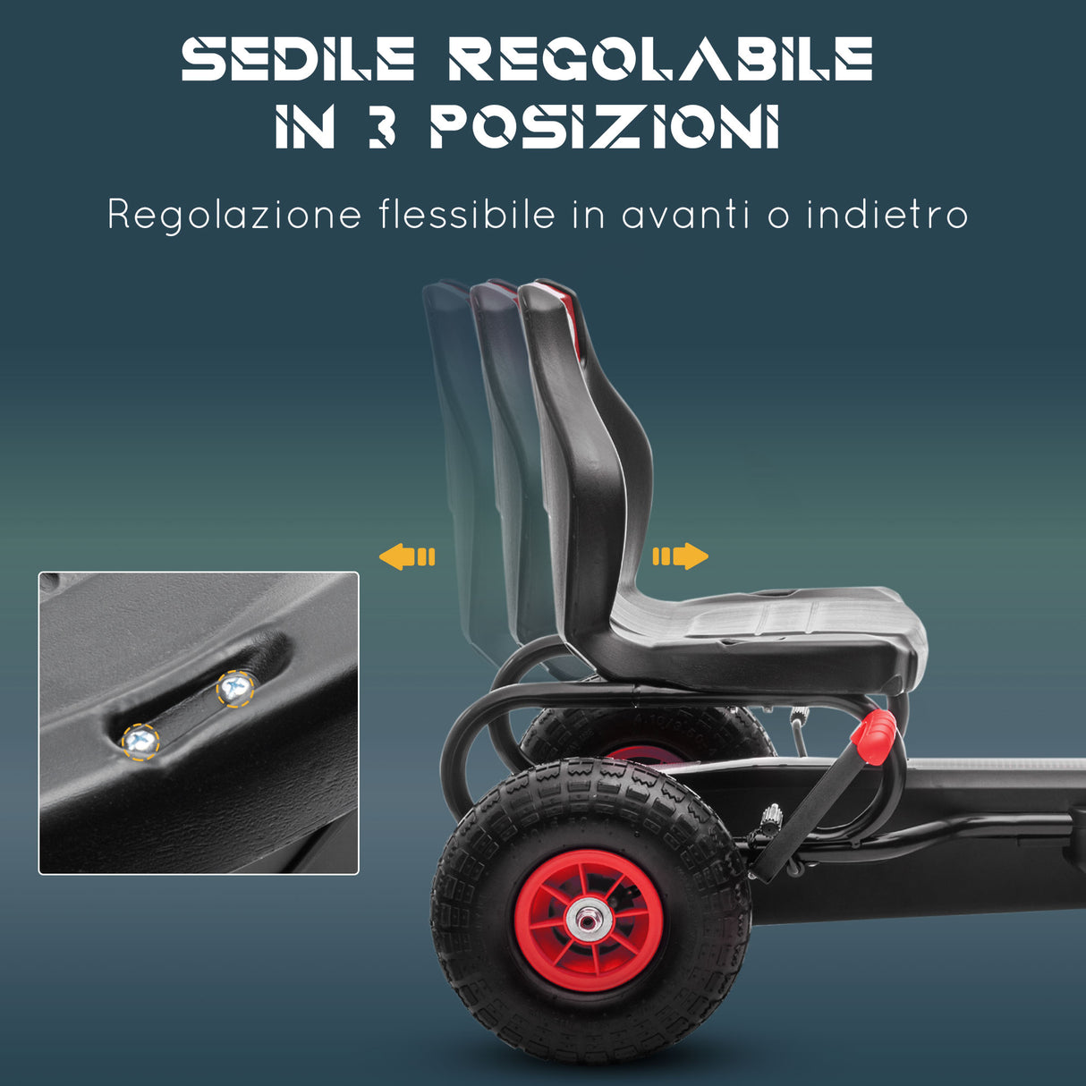 easycomfort easycomfort go kart a pedali per bambini da 5 12 anni con sedile regolabile e ruote in gonfiabili rosso