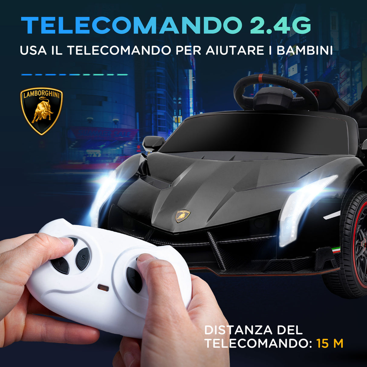 easycomfort easycomfort macchina elettrica per bambini lamborghini veneno 12v con telecomando eta 3 6 anni nero