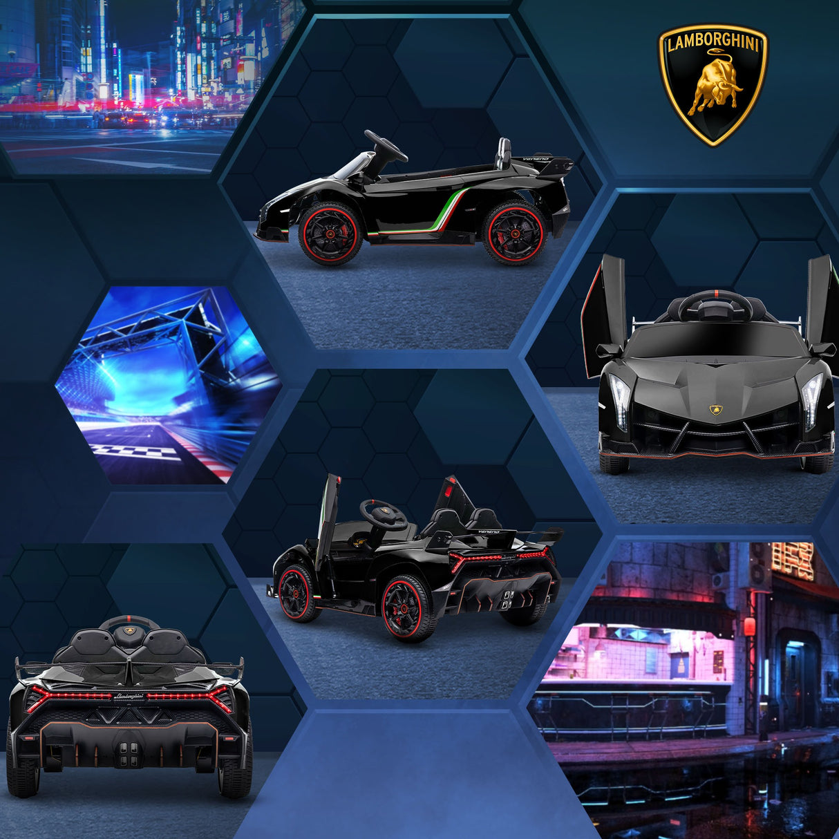 easycomfort easycomfort macchina elettrica per bambini lamborghini veneno 12v con telecomando eta 3 6 anni nero