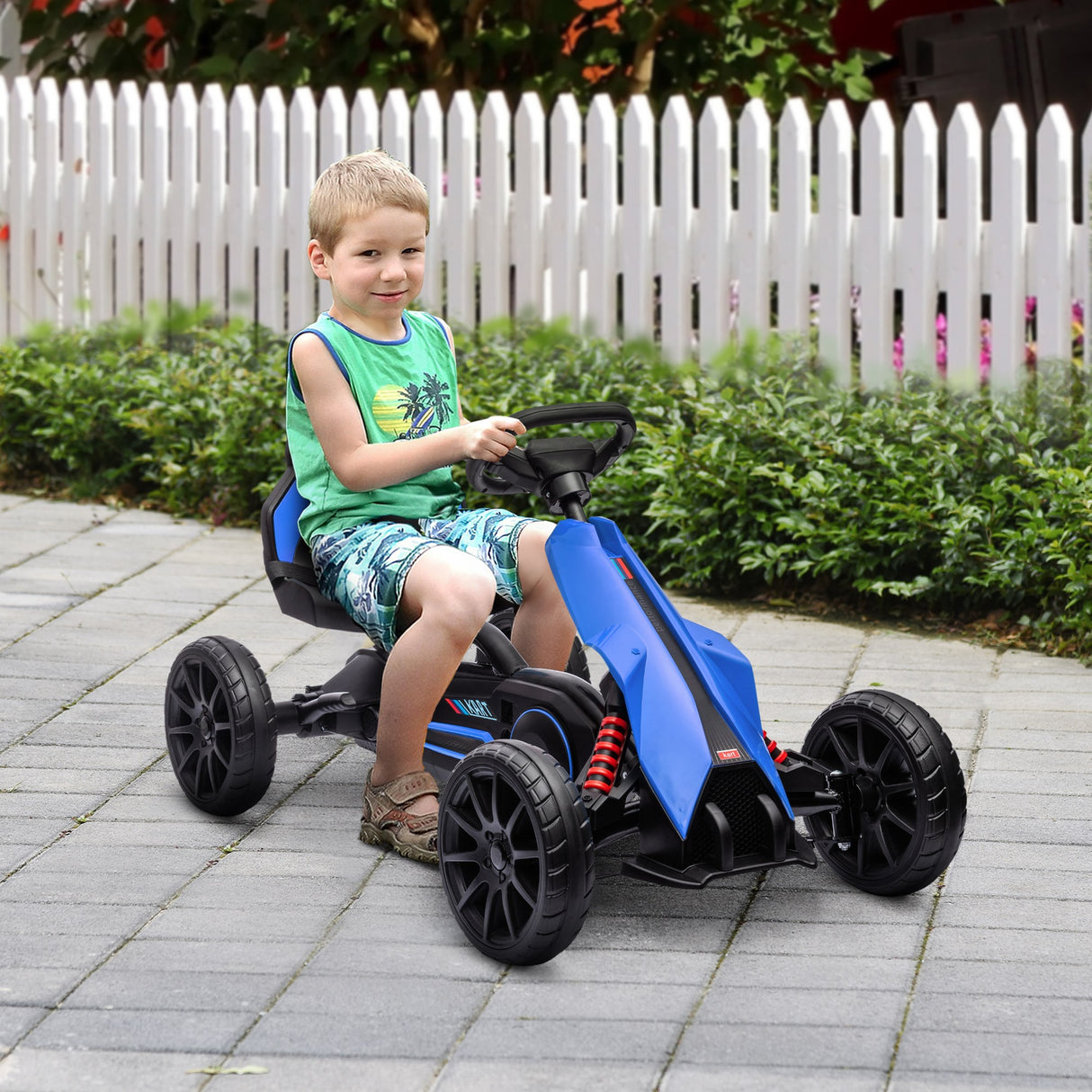 easycomfort easycomfort go kart a pedali per bambini 3 8 anni con sedile regolabile e ruote in eva 100x58x58 5 cm blu