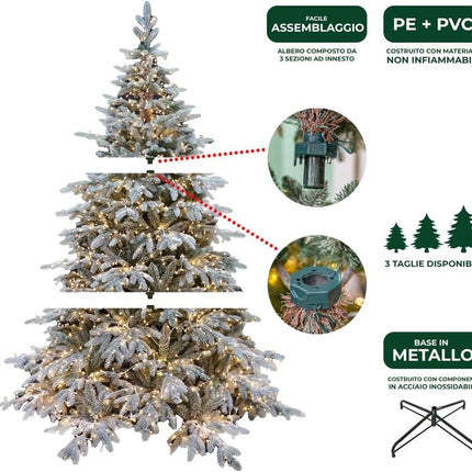 immagine-2-le-stelle-albero-di-natale-pino-verde-innevato-h-180cm-x-l-130cm-super-folto-effetto-real-touch-con-2000-luci-led-incorporate-e-base-croce-in-ferro-pieghevole