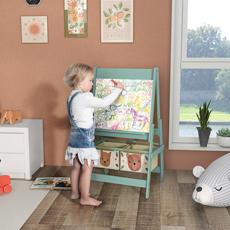 easycomfort easycomfort lavagna per bambini con cavalletto 3 in 1 e 2 contenitori eta 3 8 anni 54x46 5x93cm verde