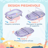 easycomfort easycomfort vaschetta bagnetto pieghevole bambini 0 6 anni con cuscino e 2 ripiani 83x48x23 5 cm viola e bianco