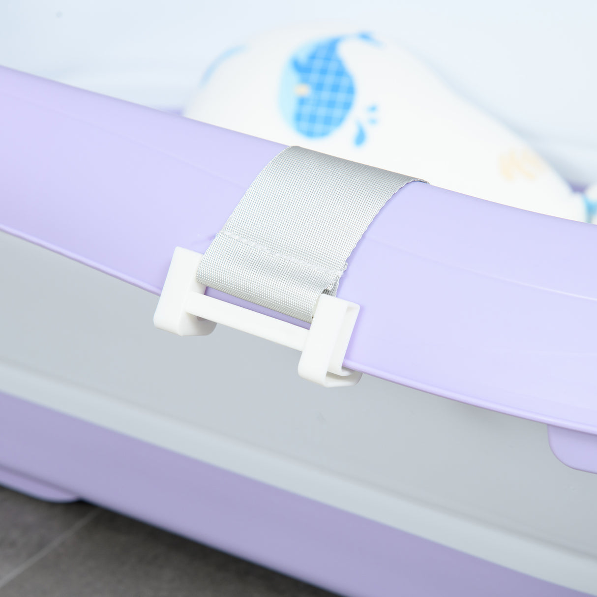 easycomfort easycomfort vaschetta bagnetto pieghevole bambini 0 6 anni con cuscino e 2 ripiani 83x48x23 5 cm viola e bianco