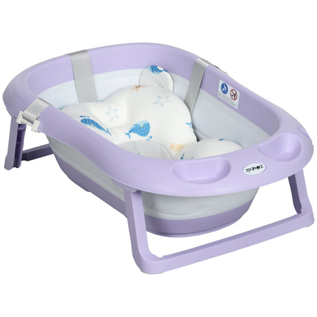 easycomfort easycomfort vaschetta bagnetto pieghevole bambini 0 6 anni con cuscino e 2 ripiani 83x48x23 5 cm viola e bianco