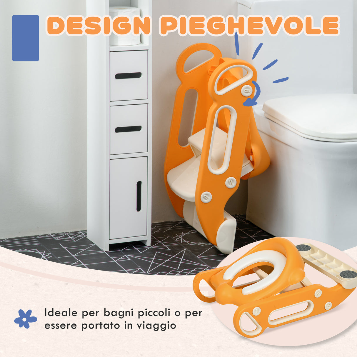 easycomfort easycomfort riduttore water con scaletta pieghevole maniglie laterali e cuscino rimovibile arancione