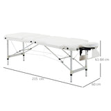 easycomfort easycomfort lettino massaggi portatile pieghevole e professionale in alluminio bianco 215x60x61 84cm