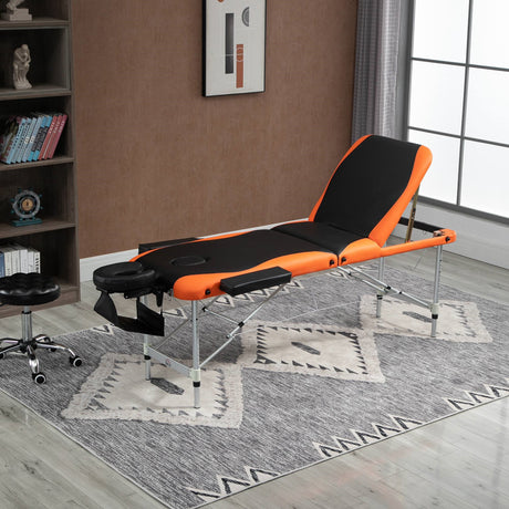 easycomfort easycomfort lettino massaggi professionale pieghevole in alluminio nero e arancione 215x 60 cm ean 8055776911007