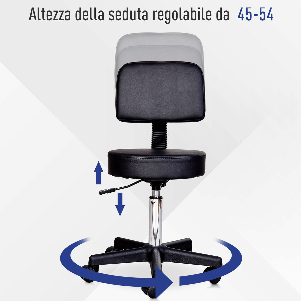 easycomfort easycomfort sgabello con schienale da salone sedia girevole in ecopelle altezza regolabile nero ean 8054111843621
