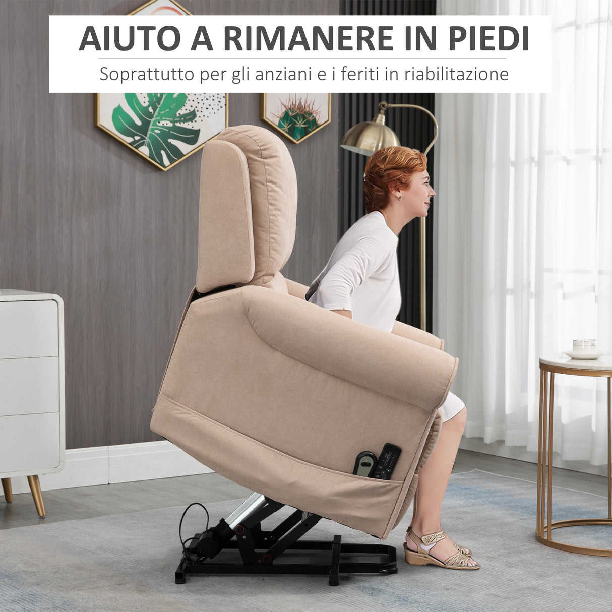 easycomfort easycomfort poltrona alzapersona reclinabile fino a 135 con telecomando poggiapiedi e seduta imbottita 88x92x106 cm marrone