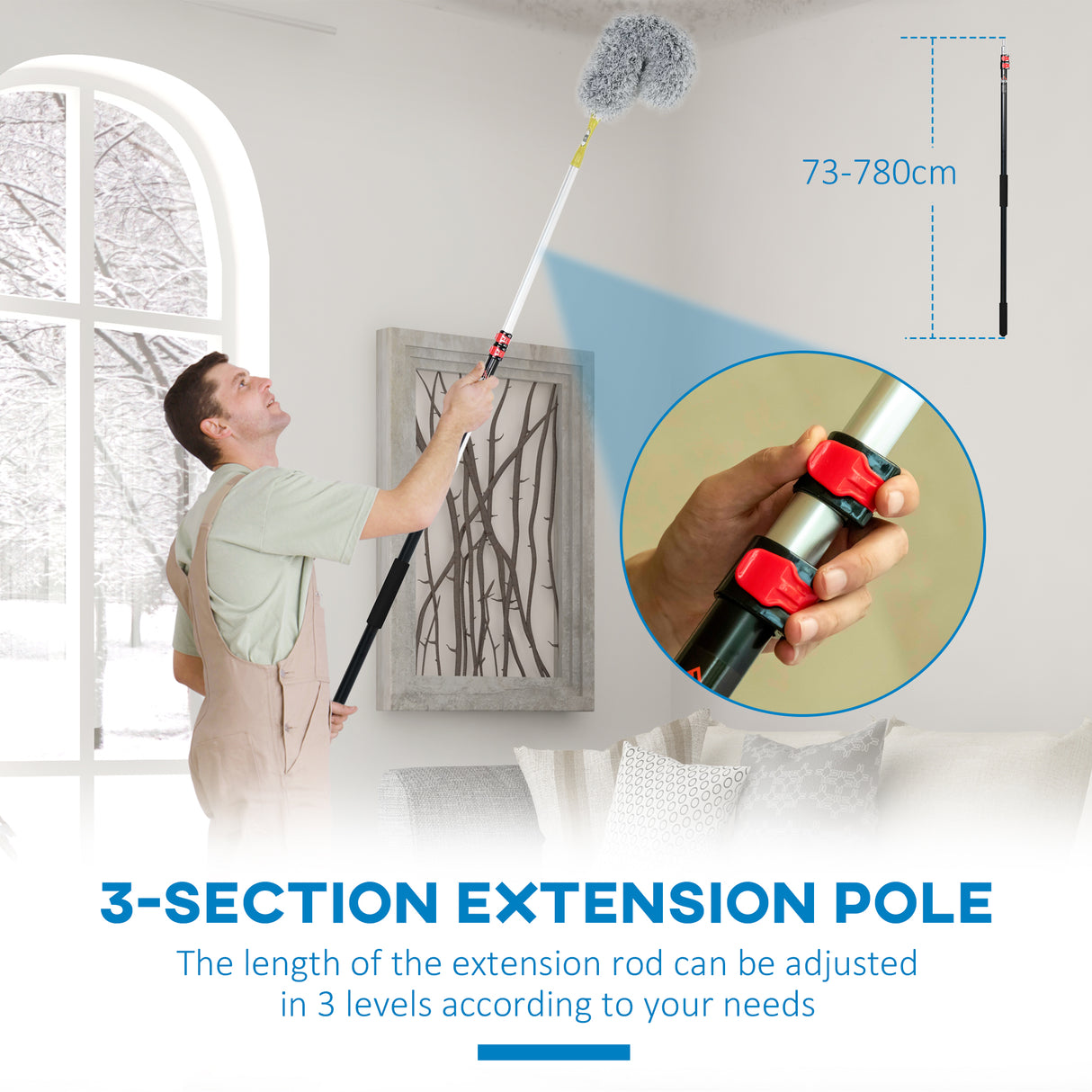 easycomfort easycomfort kit per pulizia della casa con asta spolverino per ragnatele spolverino in microfibra e spolverino per ventilatore