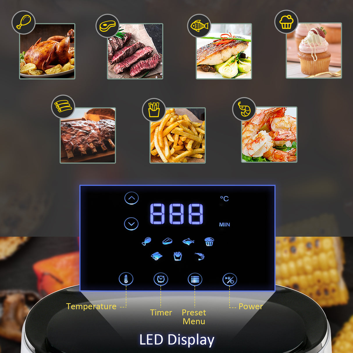 easycomfort easycomfort friggitrice ad aria 2 5l 1300w con 7 menu schermo led e tegame 33 9x24 9x29 9cm