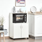 easycomfort easycomfort mobile cucina con ruote ripiano per microonde in legno truciolare 60.4x40.3x97cm bianco