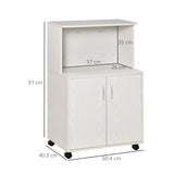 easycomfort easycomfort mobile cucina con ruote ripiano per microonde in legno truciolare 60.4x40.3x97cm bianco