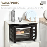 easycomfort easycomfort mobile cucina con ruote ripiano per microonde in legno truciolare 60.4x40.3x97cm bianco