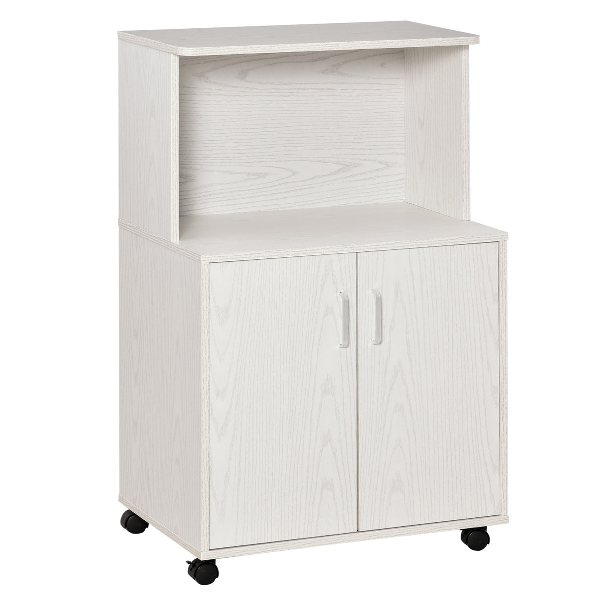 easycomfort easycomfort mobile cucina con ruote ripiano per microonde in legno truciolare 60.4x40.3x97cm bianco