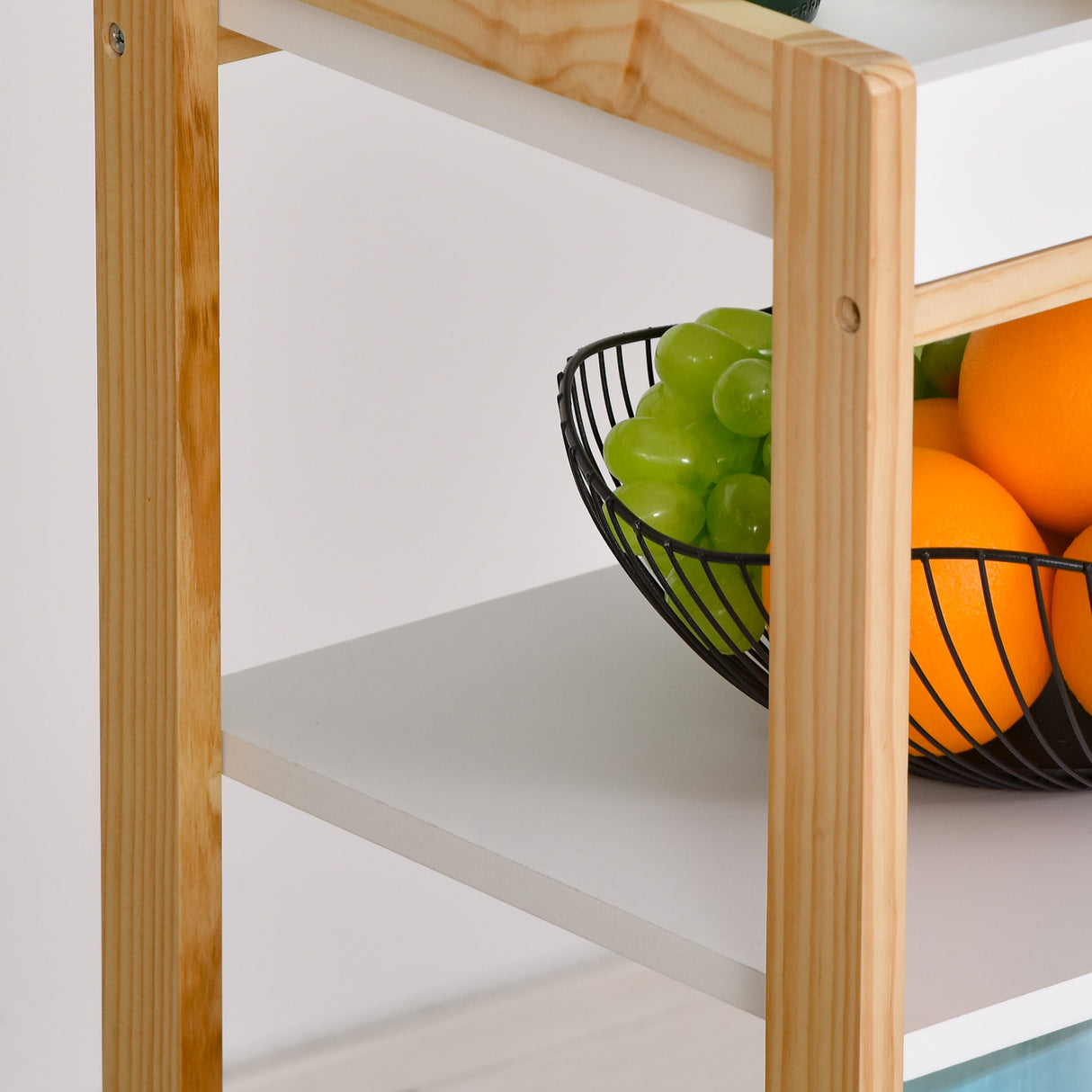 easycomfort easycomfort carrello da cucina a 4 livelli in mdf e legno di pino con 4 ruote girevoli 40x30x76 cm bianco e marrone