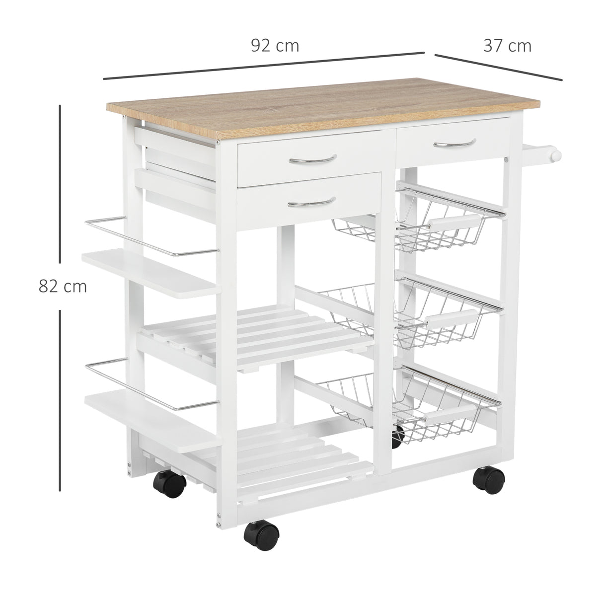 easycomfort easycomfort carrello da cucina salvaspazio in legno mdf bianco 92 x 37 x 82cm ean 8054144134727