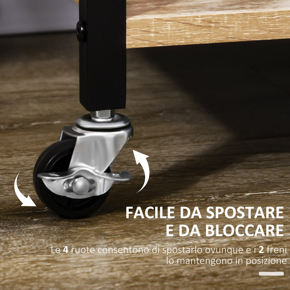 easycomfort easycomfort carrello da cucina a 3 ripiani con vassoio rimovibile e ruote girevoli 72x40x94cm legno e nero