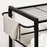 easycomfort easycomfort carrello da cucina a 3 ripiani con vassoio rimovibile e ruote girevoli 72x40x94cm legno e nero