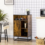 easycomfort easycomfort mobile multiuso con portabottiglie vani aperti e armadietto stile industriale 60x40x100cm marrone