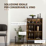easycomfort easycomfort mobile multiuso con portabottiglie vani aperti e armadietto stile industriale 60x40x100cm marrone