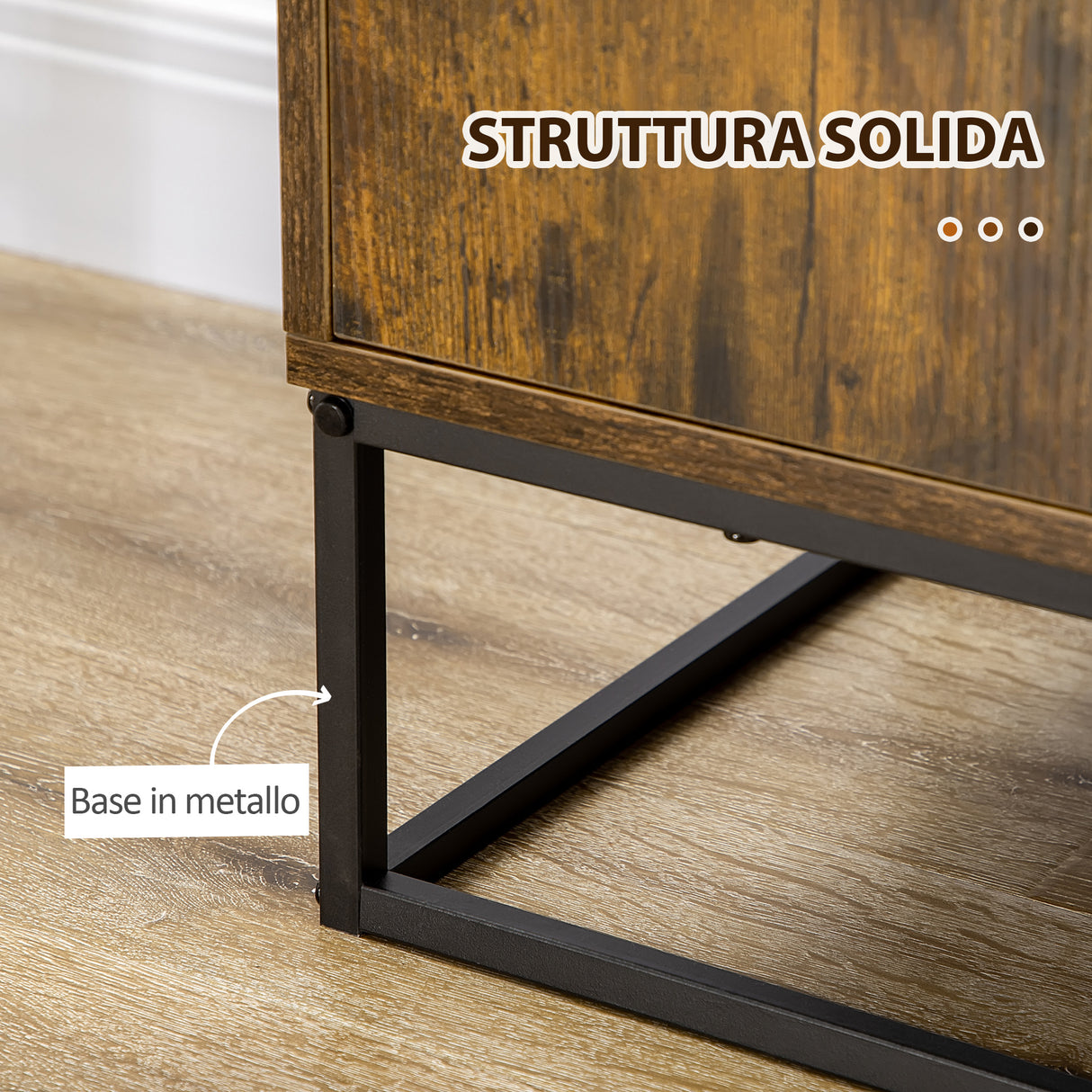 easycomfort easycomfort mobile multiuso con portabottiglie vani aperti e armadietto stile industriale 60x40x100cm marrone