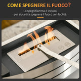 easycomfort easycomfort camino bioetanolo in acciaio inox 3h di combustione con serbatoio 1 5l e copertura 25m 45x18x17 cm argento