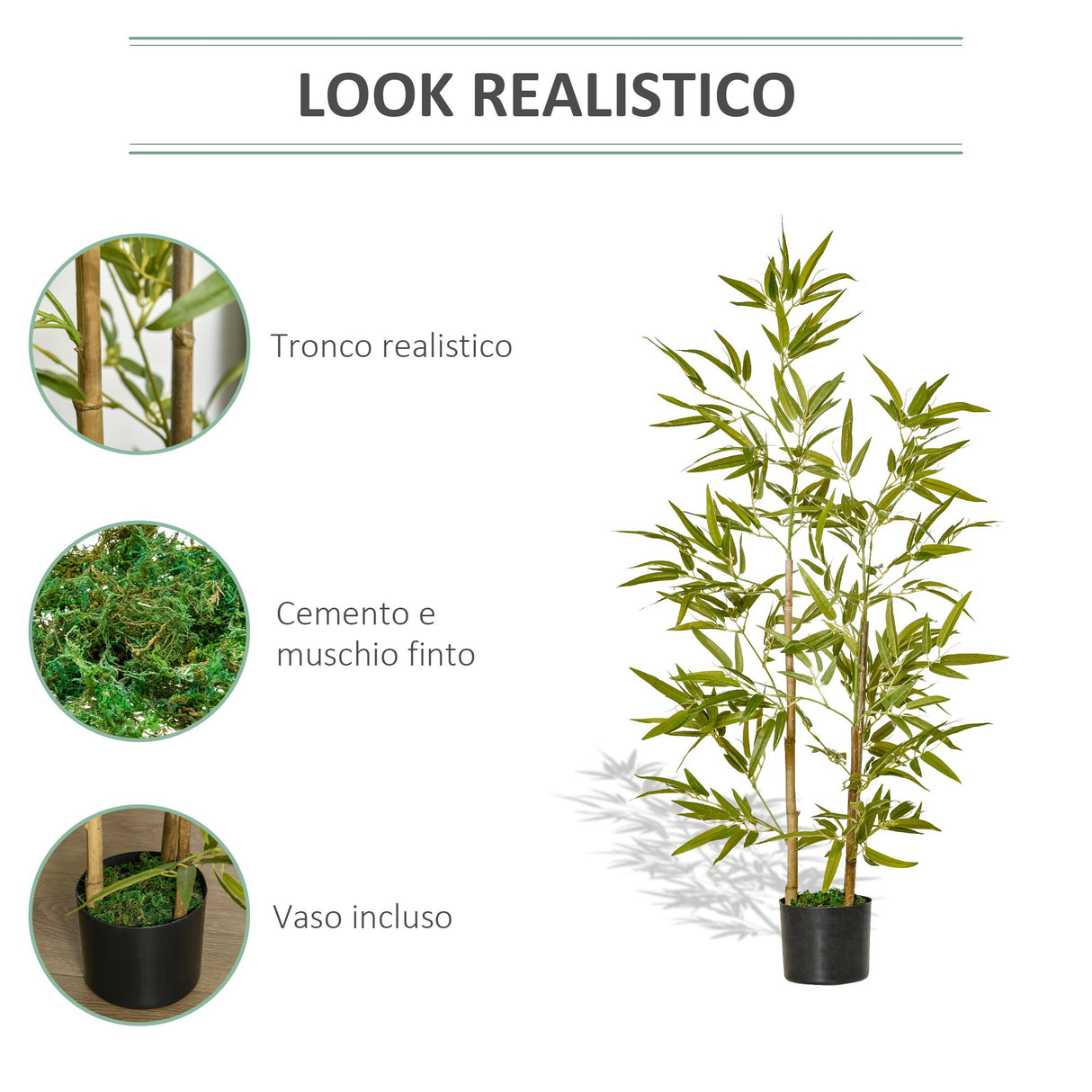 easycomfort easycomfort pianta artificiale di bambu alta 120cm con vaso per interno ed esterno verde