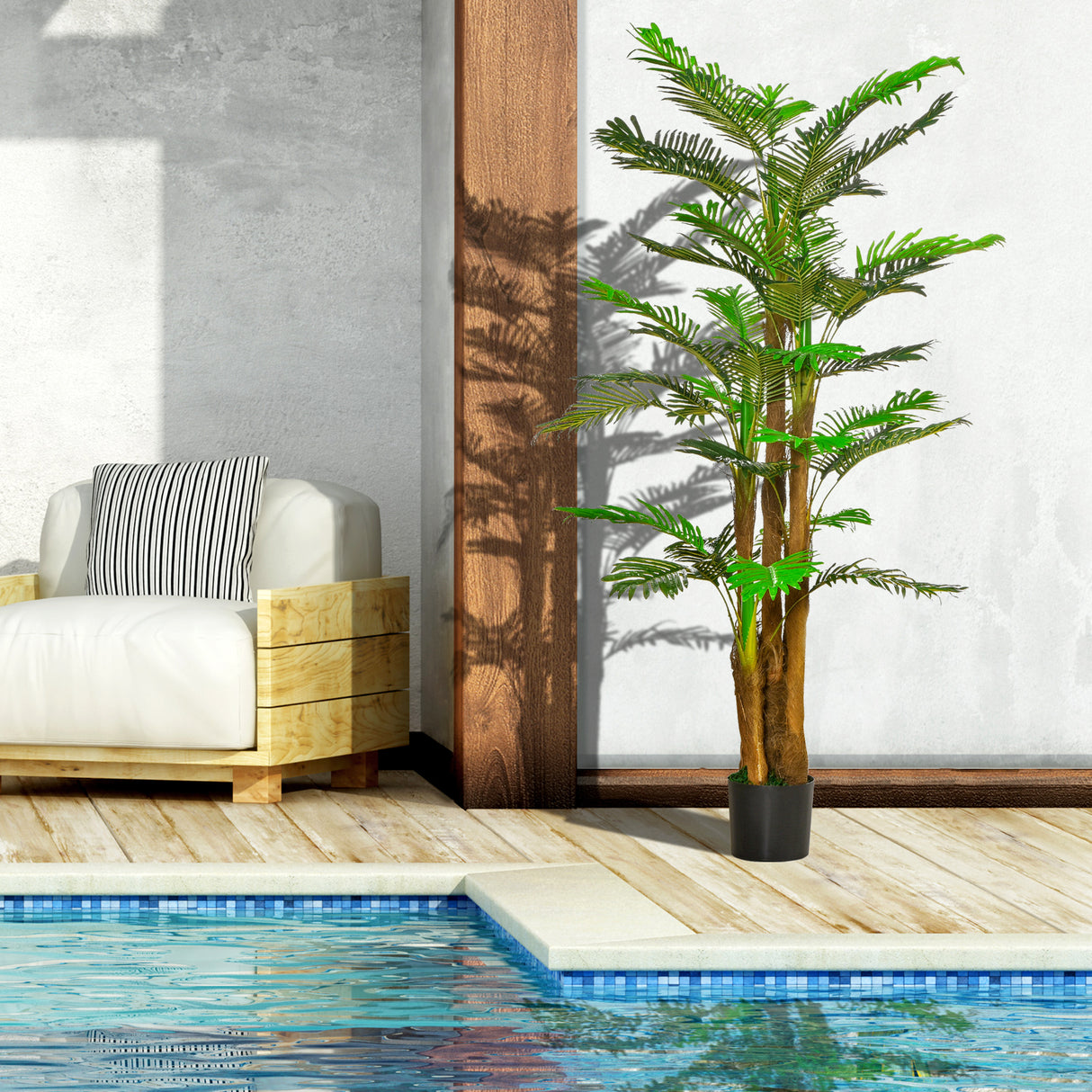 easycomfort easycomfort palma artificiale 185cm in vaso con 42 foglie pianta finta realistica per interno ed esterno