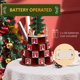 easycomfort easycomfort calendario avvento di natale a cono con motivi a tema e 10 luci a led 22x22x35 cm in compensato rosso verde e giallo