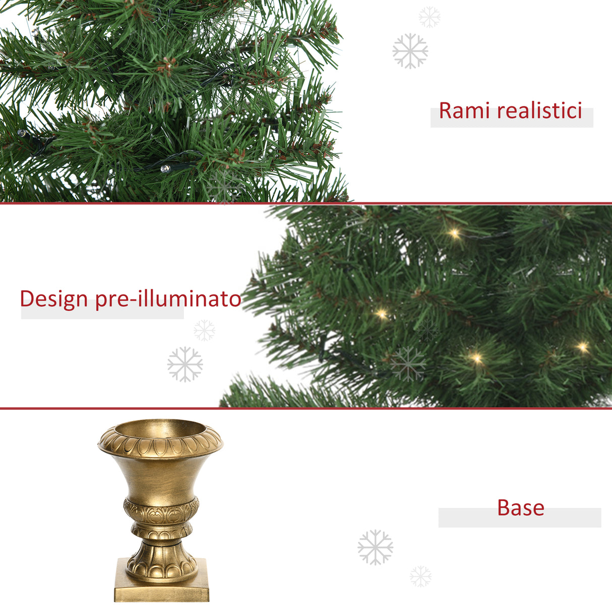 easycomfort easycomfort albero di natale artificiale da 120cm con 60 luci led e 140 rami per interni verde