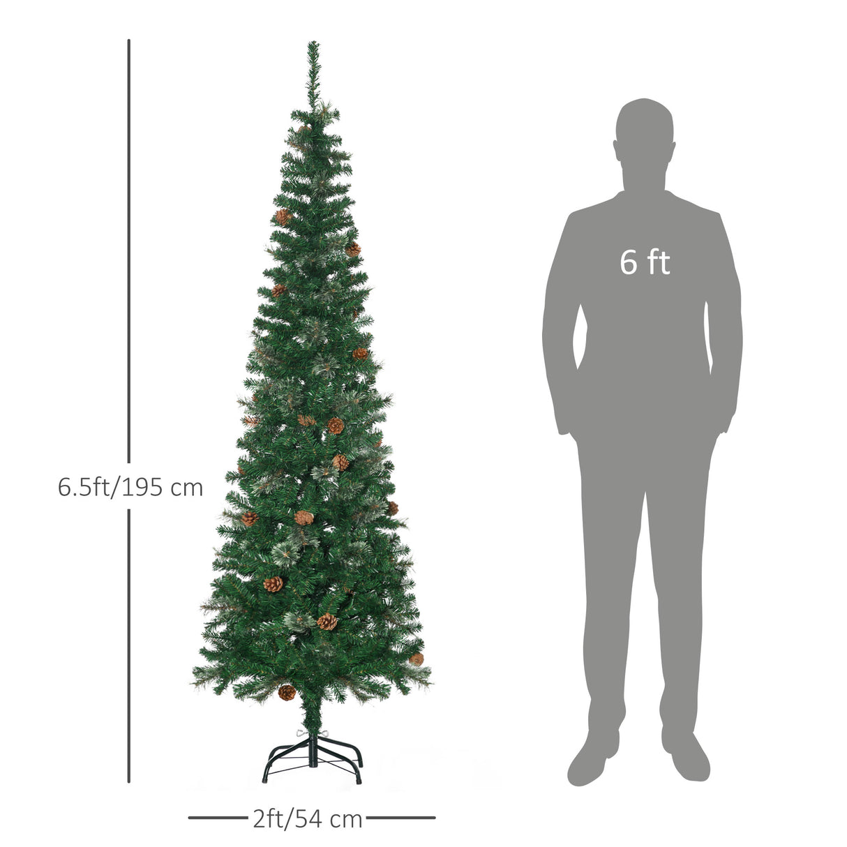 easycomfort easycomfort albero di natale alto 195cm realistico con pigne decorative e 556 rami verde