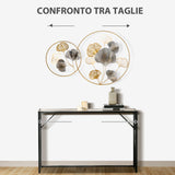 easycomfort easycomfort decorazione murale 3d in metallo wall art dorata con ginkgo in due cornici rotonde 138x70 cm oro e argento