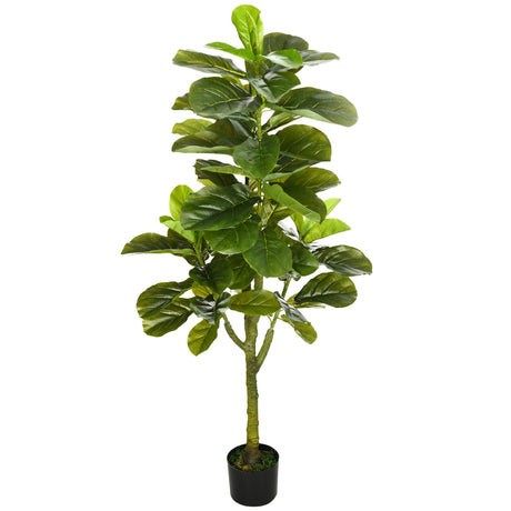 easycomfort easycomfort pianta artificiale di ficus da 150 cm a 75 foglie e 4 rami con vaso 15x12 5 cm per interni ed esterni verde