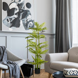 easycomfort easycomfort pianta artificiale di palma da 140 cm a 45 foglie e 5 rami con vaso 15x12 cm per interni ed esterni verde