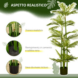 easycomfort easycomfort pianta artificiale di palma da 140 cm a 45 foglie e 5 rami con vaso 15x12 cm per interni ed esterni verde