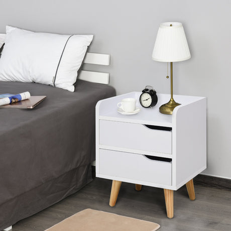 easycomfort easycomfort comodino dal design moderno bianco con cassetti e piedini in legno ean 8054111845014