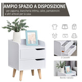 easycomfort easycomfort comodino dal design moderno bianco con cassetti e piedini in legno ean 8054111845014