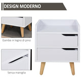 easycomfort easycomfort comodino dal design moderno bianco con cassetti e piedini in legno ean 8054111845014