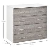 easycomfort easycomfort cassettiere con 4 cassetti con maniglie in alluminio e struttura in legno 76x35x72cm bianco grigio