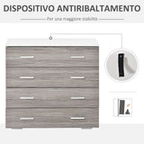 easycomfort easycomfort cassettiere con 4 cassetti con maniglie in alluminio e struttura in legno 76x35x72cm bianco grigio